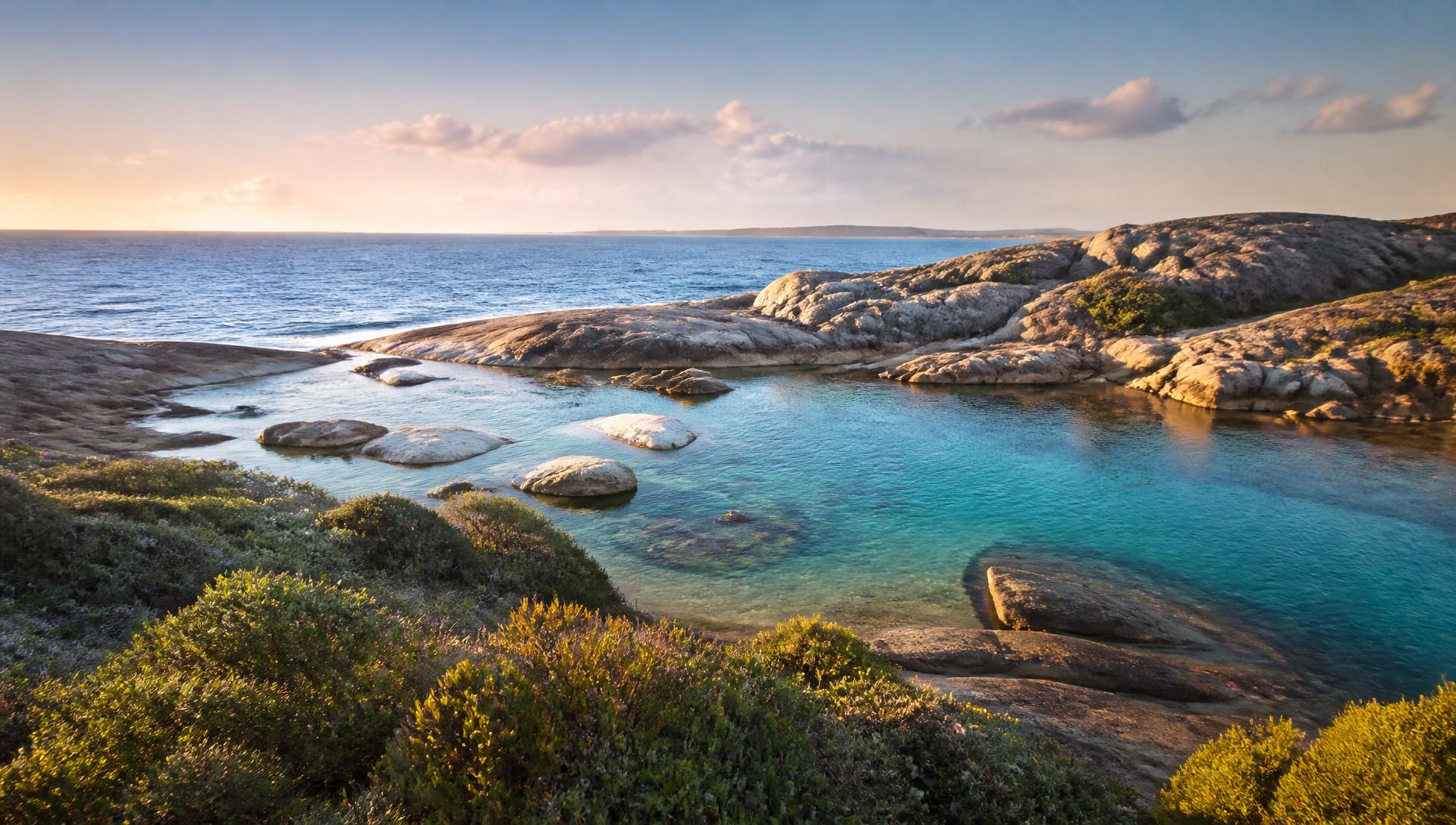 Greens Pool near Denmark, Western Australia — turquoise water between granite boulders on the WA coast